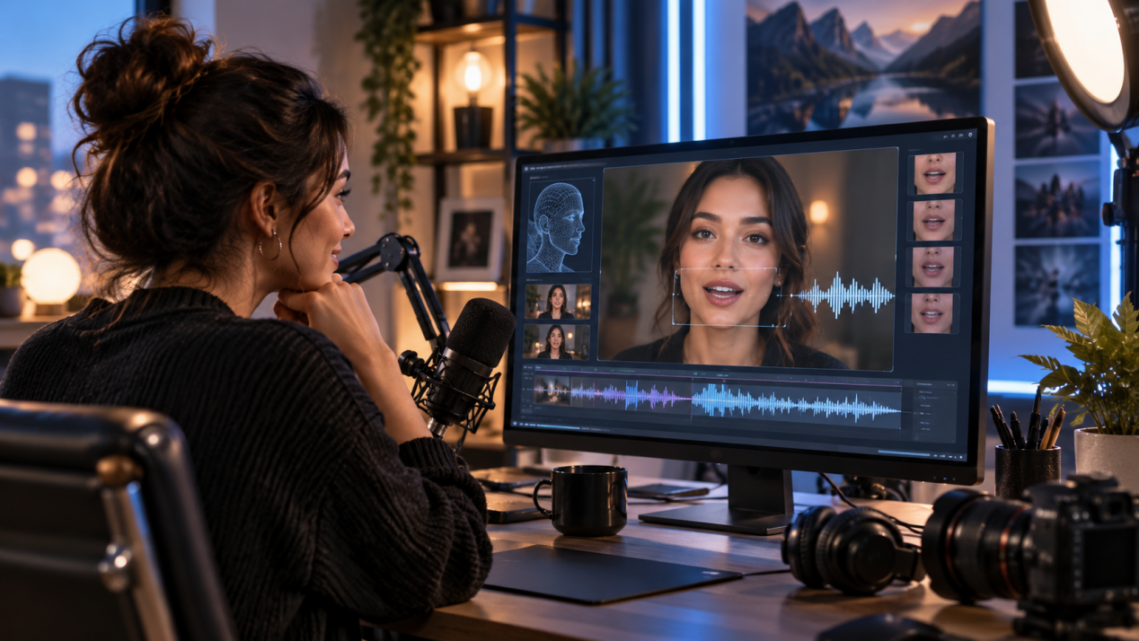 AI lip sync video editor syncing speech with mouth movement